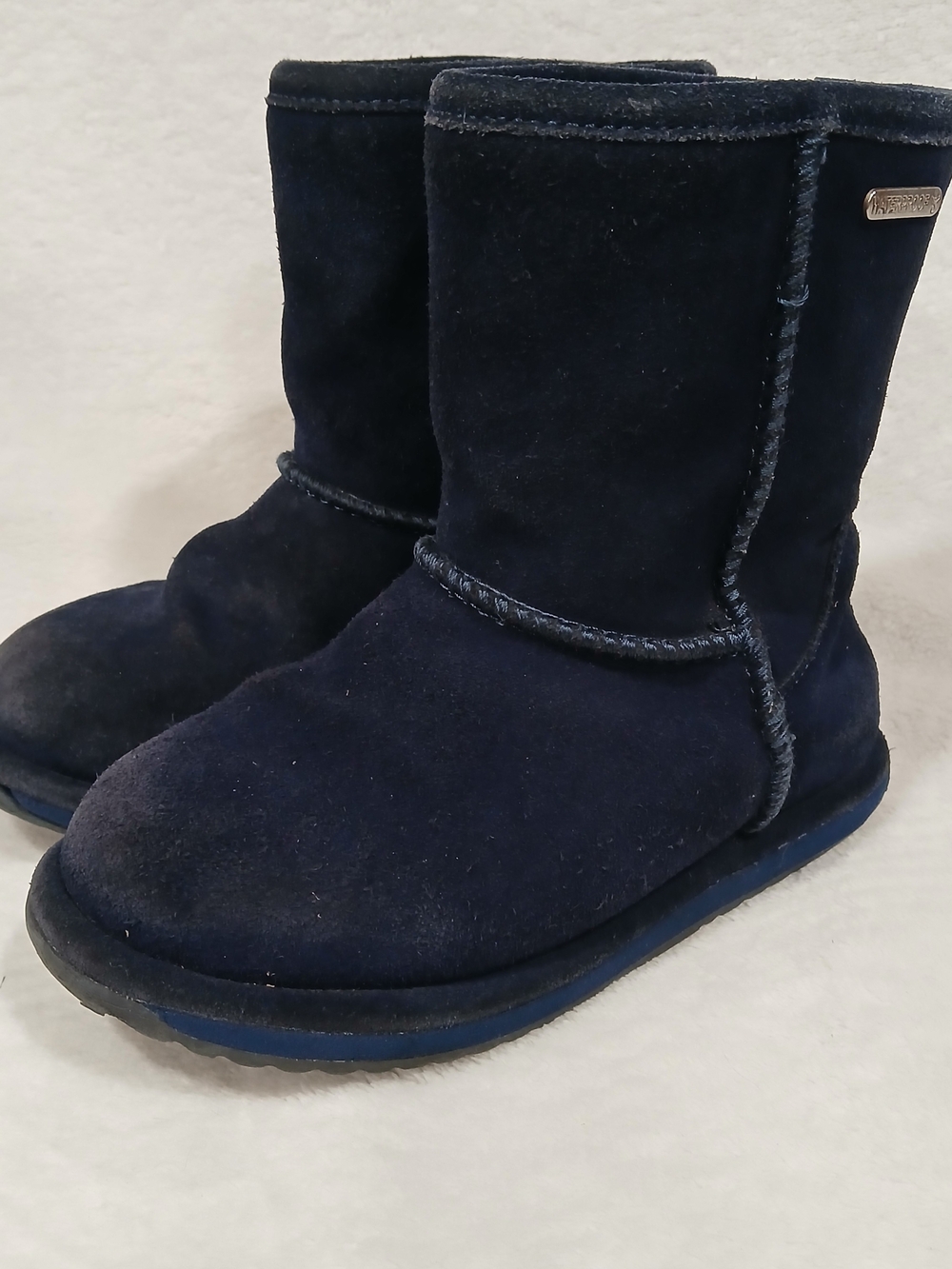 EMU Australia Kids Brumby Lo Waterproof Suede Boots Navy Blue Size 11 As Is/Flaw